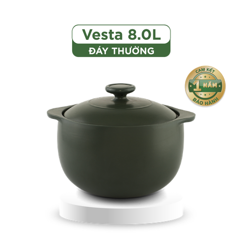  Nồi dưỡng sinh Vesta 8.0 L (nồi tròn cao) + nắp - Xanh Rêu 
