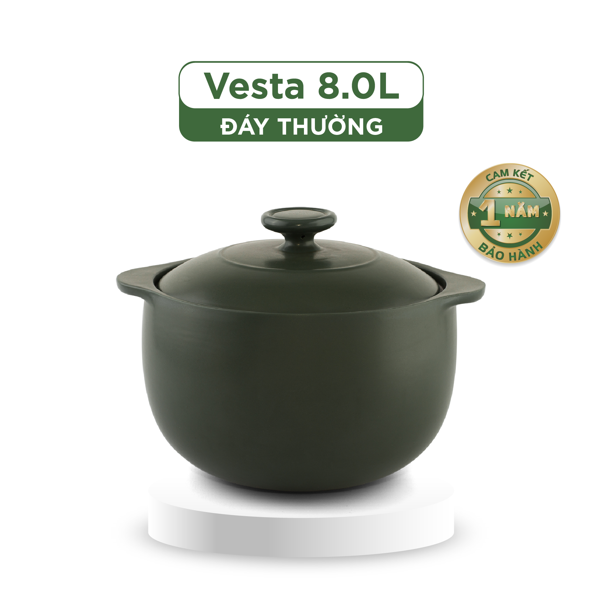 Nồi dưỡng sinh Vesta 8.0 L (nồi tròn cao) + nắp - Xanh Rêu