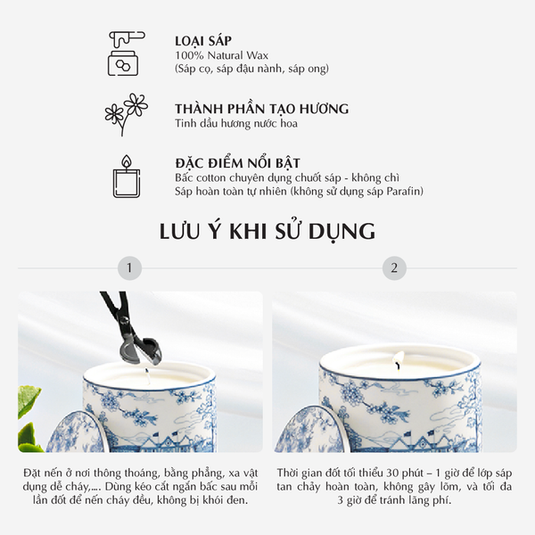 Nến thơm (K1) - Hương Hạ - Màu Xanh Dương