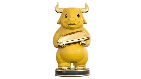  Trâu Như Ý 10cm - Màu Vàng - Trang trí vàng 24k 