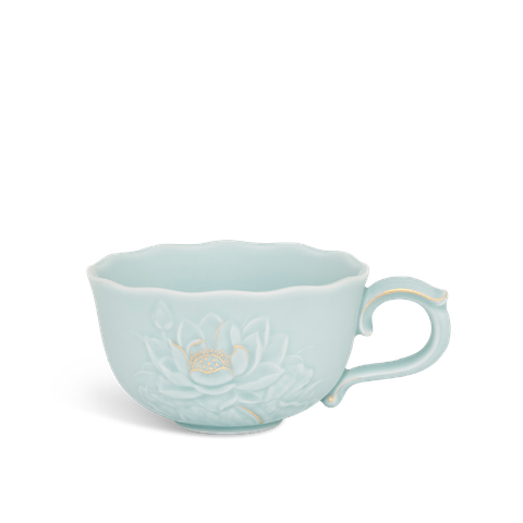  Tách trà 0.11 L - Sen - Men Ngọc Sương Mờ (Trang Trí Vàng) 