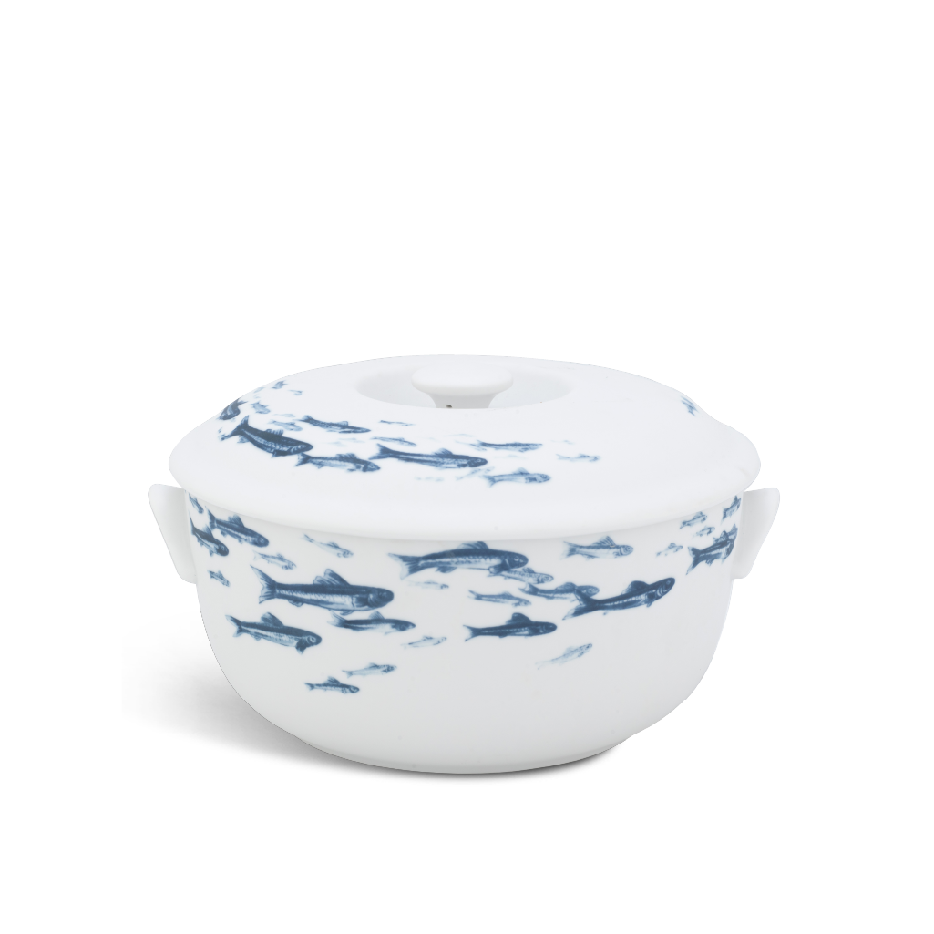 Thố 18 cm + nắp - Jasmine - Cá Cơm Sương Mờ