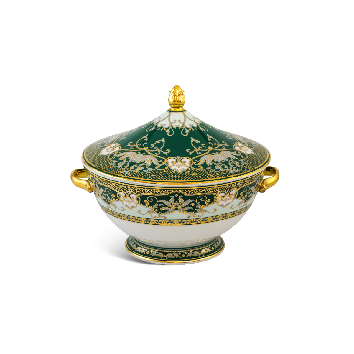 Thố 22 cm + nắp - Hoàng Cung - Sen Ngọc Bích