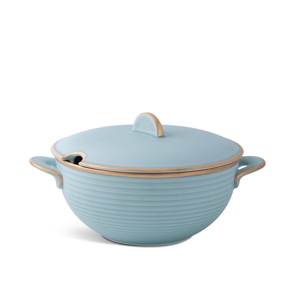 Thố cao 19 cm - Cordon - Men Ngọc Sương Mờ (Trang trí Vàng)