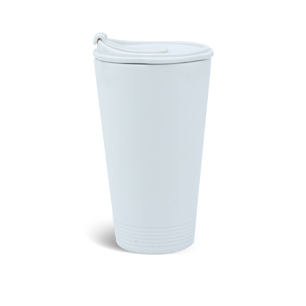 Ly sứ dưỡng sinh 0.48 L  + Nắp ống hút - Trắng