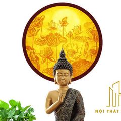 Tranh đèn tròn hoa sen mẫu DT06