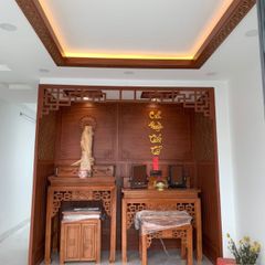 Trang trí vách ngăn phòng thờ chữ vạn mẫu PT21