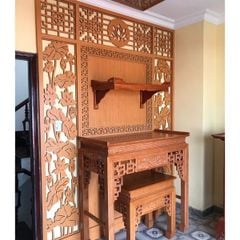 Vách ốp phòng thờ hoa sen mẫu PT14