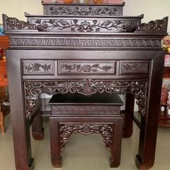 Bàn thờ gia tiên gỗ sồi kèm đôn 3 tầng BT14