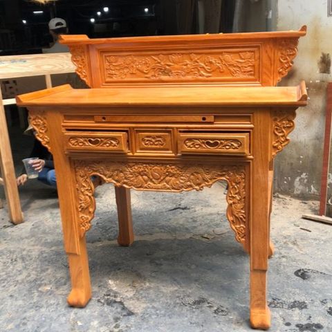 Bàn thờ gia tiên gỗ gõ 2 tầng GG17