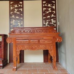 Bàn thờ gia tiên gỗ gõ 2 tầng tay cuốn GG18