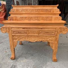 Bàn thờ gia tiên gỗ gõ 3 tầng tay cuốn GG19