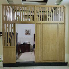 Vách cửa lùa màu gỗ mẫu CL04