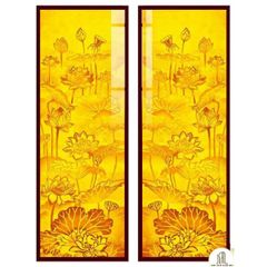 Tranh đèn trúc chỉ đối hoa sen mẫu DD01