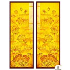 Tranh đèn trúc chỉ đối hoa sen mẫu DD01