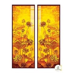 Tranh đèn trúc chỉ đối hoa sen mẫu DD06