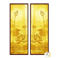 Tranh đèn trúc chỉ đối hoa sen mẫu DD09