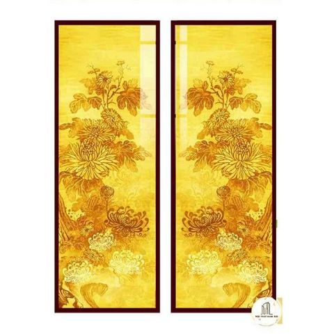 Tranh đèn trúc chỉ đối hoa cúc mẫu DD11