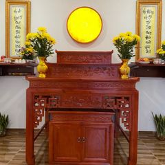 Bàn thờ gia tiên gỗ sồi kèm đôn 3 tầng BT18