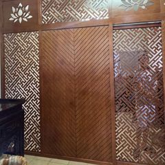Vách cửa lùa cnc màu Walnut mẫu CL12