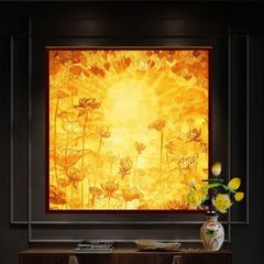 Tranh đèn vuông hoa sen mẫu DV09