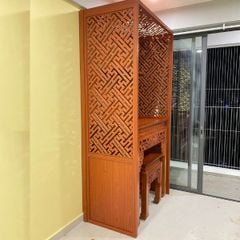 Vách ngăn phòng thờ bằng gỗ cho chung cư PT36