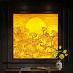 Tranh đèn vuông hoa sen mẫu DV10