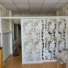 Vách cửa lùa CNC màu trắng mẫu CL15