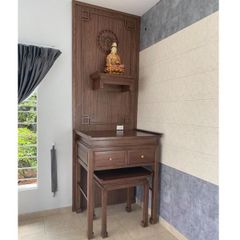 Vách ngăn phòng thờ gỗ sồi màu Walnut đẹp mẫu PT09