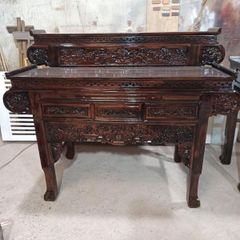 Bàn thờ gia tiên gỗ muồng 2 tầng tay cuốn GM12