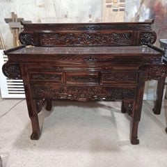 Bàn thờ gia tiên gỗ muồng 2 tầng tay cuốn GM12