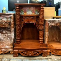Bàn thờ ông địa gỗ căm xe cột nguyên hộp đèn ODCX11