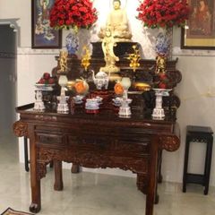 Bàn thờ gia tiên gỗ muồng 3 tầng tay cuốn GM13