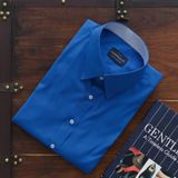  Áo Sơ Mi Xanh Phối Lá Cổ 