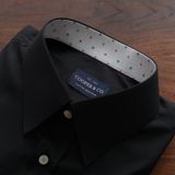  Áo Sơ Mi Đen Phối Lá Cổ 