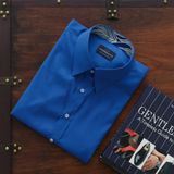  Áo Sơ Mi Xanh Phối Lá Cổ 