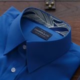  Áo Sơ Mi Xanh Phối Lá Cổ 