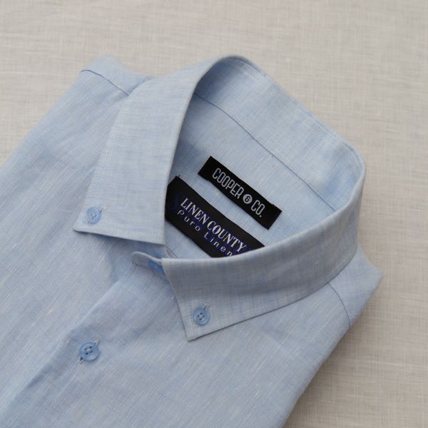  Áo Sơ Mi Linen Khuy Lá Cổ 