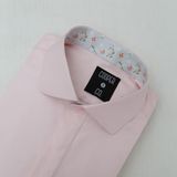  Áo Sơ Mi Hồng Phối Lá Cổ 