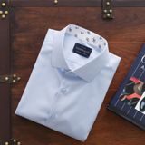  Áo Sơ Mi Xanh Nhạt Phối Lá Cổ 