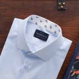  Áo Sơ Mi Xanh Nhạt Phối Lá Cổ 