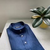  Áo Sơ Mi Linen Xanh Đen 