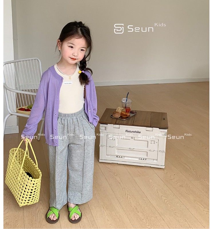  Áo cardigan bé gái dệt kim trơn basic be, hồng tím, xanh lá xuân hè thu đông 