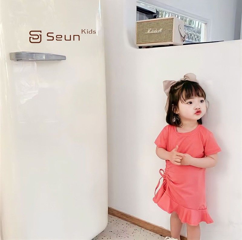 D218  Váy voan hoa chuông đuôi cá ngắn rút dây lệch bên  yishopcomvn