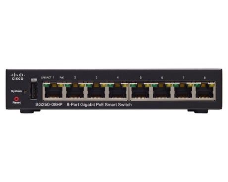  Cisco SG250-08HP 8-Port Gigabit PoE Smart Switch ( SG250-08HP-K9-EU ) 