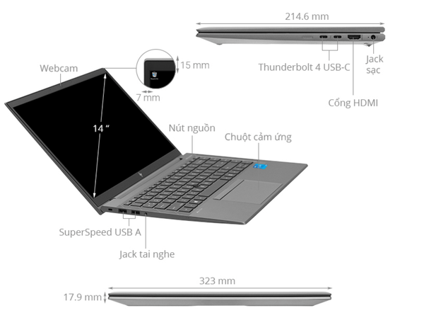  Máy tính xách tay HP ZBook Firefly 14 G8/ Intel Core i5-1135G7 (275V5AV) 