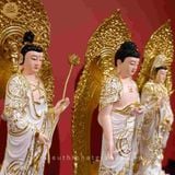  Bộ tượng Tây Phương Tam Thánh composite trắng hoa văn 