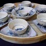  Bộ bát cúng mặt trời sen men lam giả cổ 