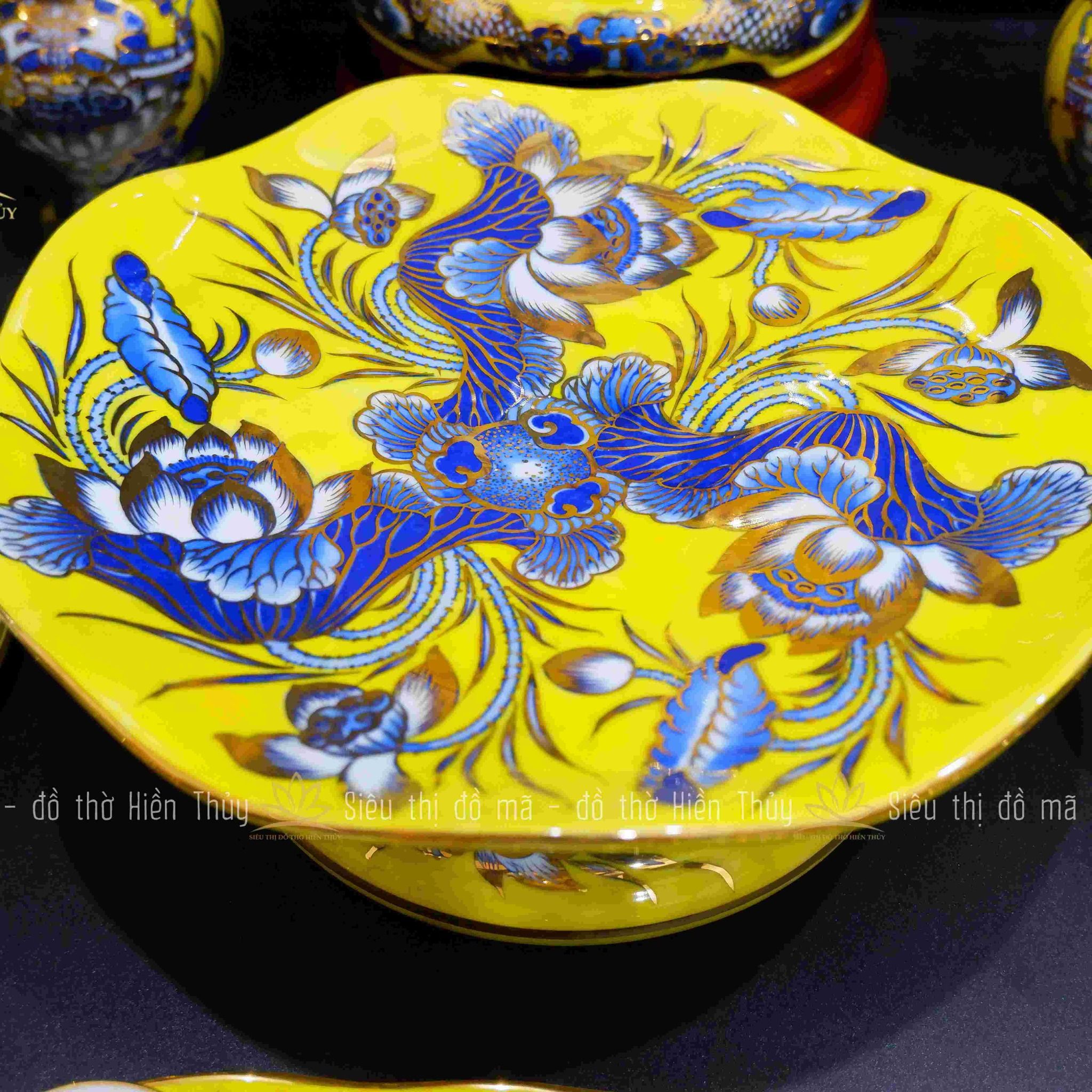  Mâm bồng sứ thần tài hoàng kim vẽ vàng 
