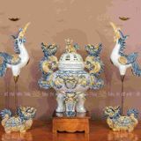  đỉnh hạc sứ Bát Tràng men rạn rồng nổi 